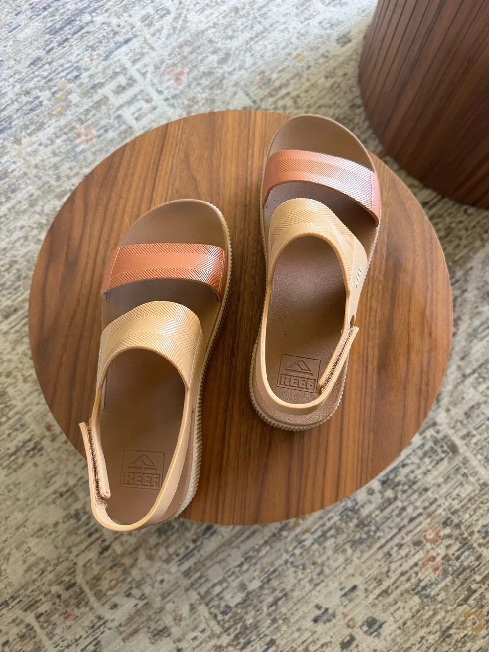 Reef Platform Slingback Sandals in Tan and Rust - Picture 2 of 3